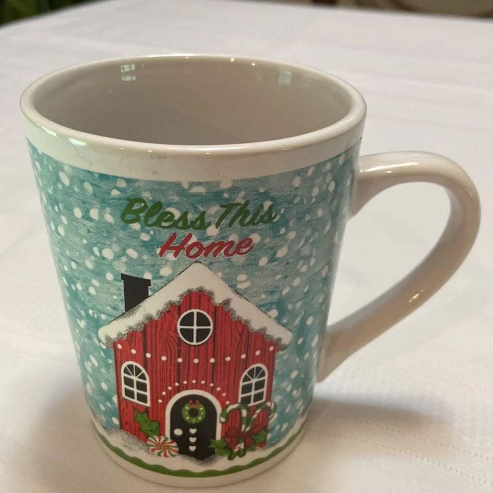 “Bless this Home” Christmas themed Coffee or Tea Cup / Mug- Dishwasher Safe